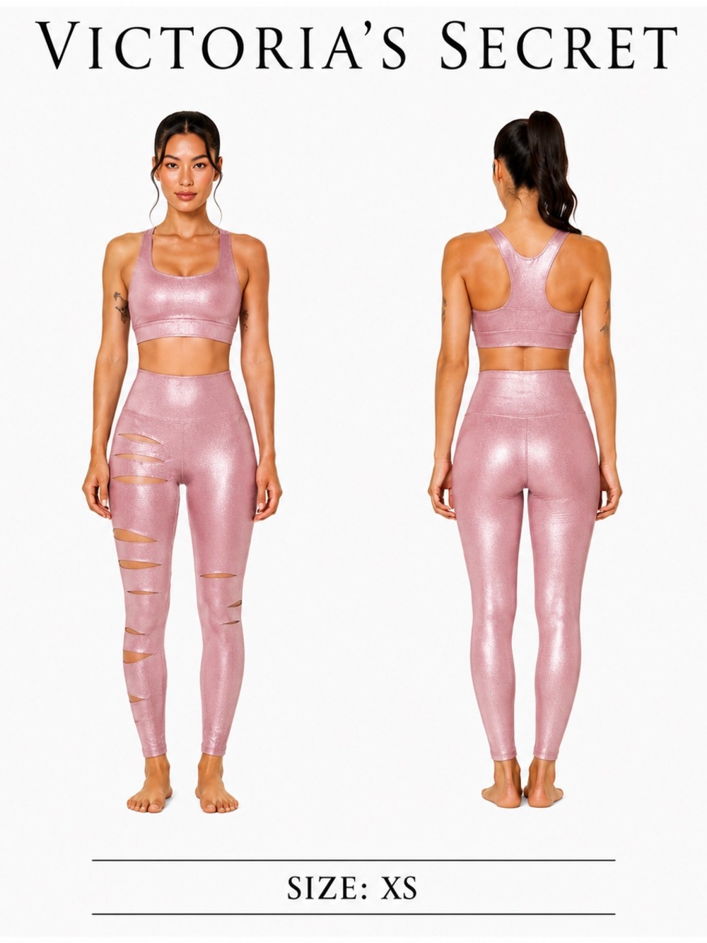 NWT Victoria’s Secret Metallic Rose High-Rise Cutout Leggings Size XS